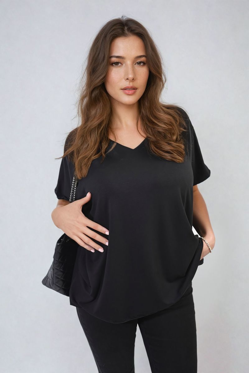 Juliana Short Sleeve V-Neck Loose Top - 8 colours