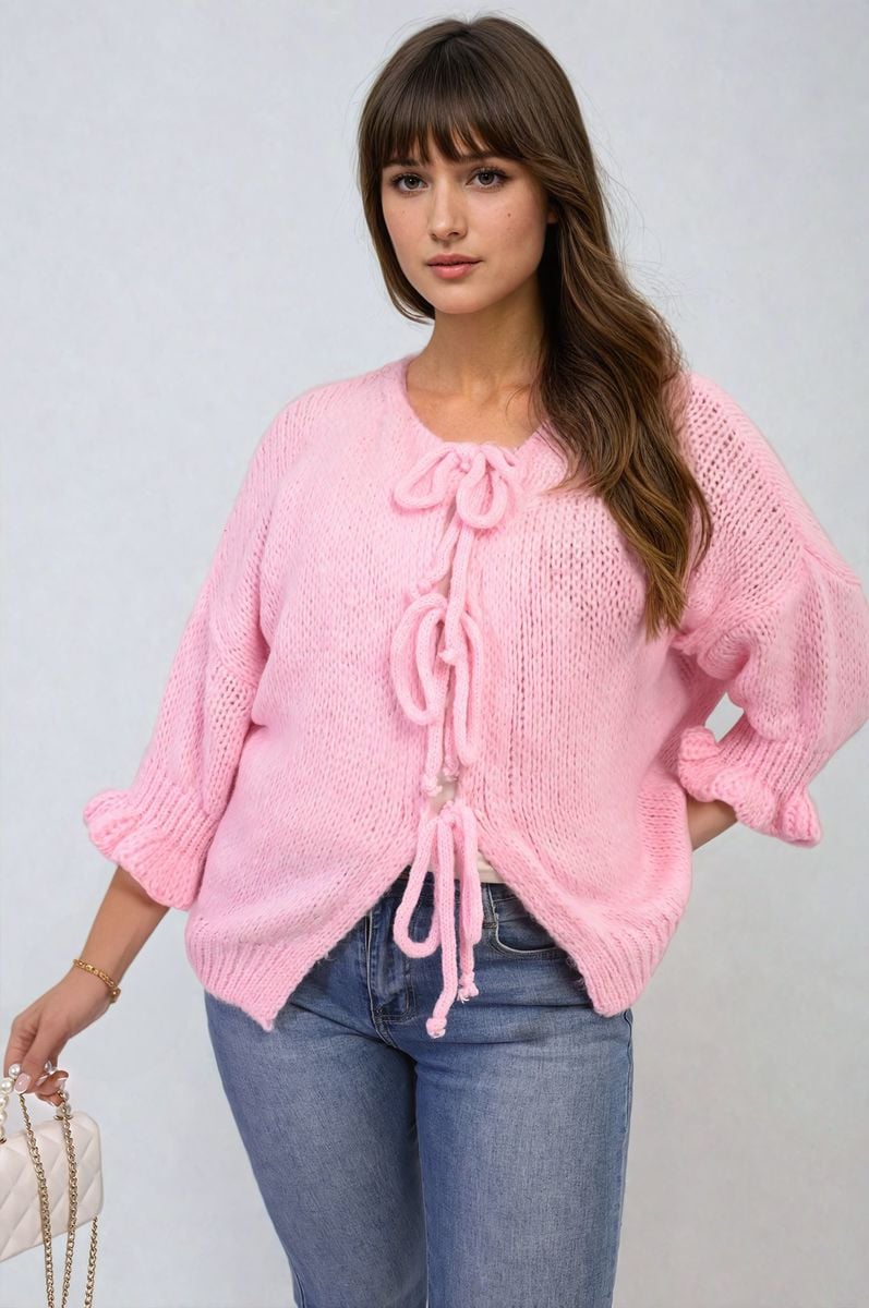 Juliana Tie Front Detail Chunky Knit Jumper - 5 colours