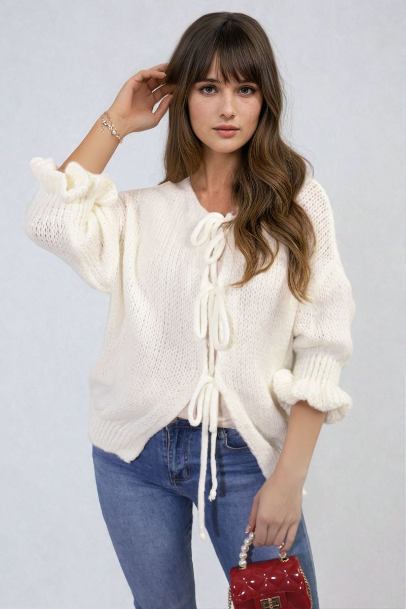 Juliana Tie Front Detail Chunky Knit Jumper - 5 colours