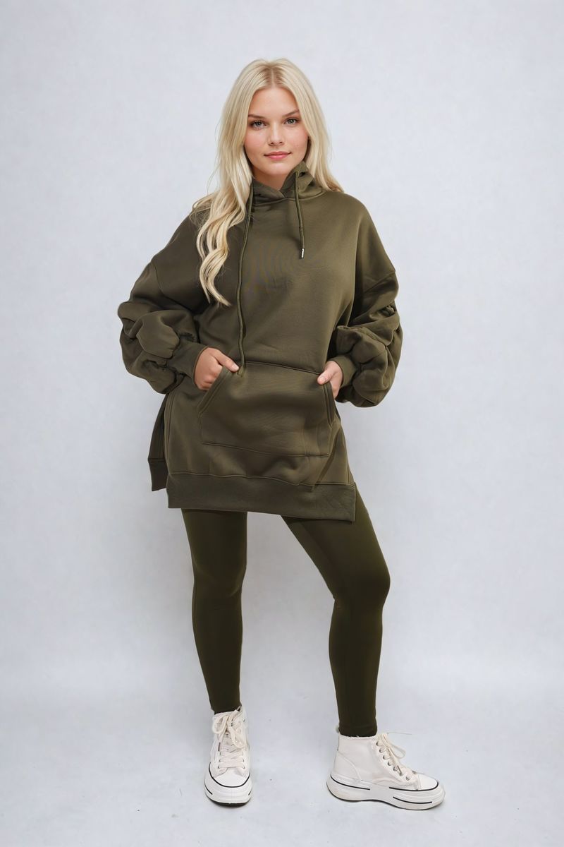 Katie Oversized Hoodie with Side Split and Ribbed Leggings Co ord Set - 4 colours