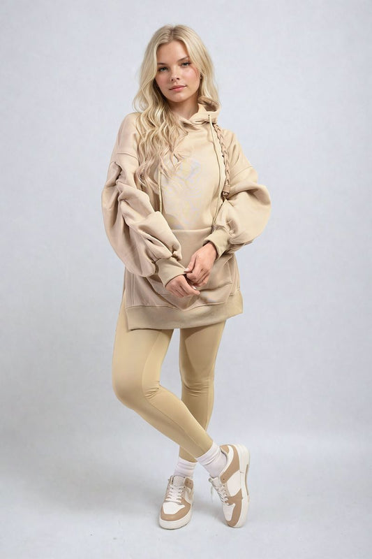 Katie Oversized Hoodie with Side Split and Ribbed Leggings Co ord Set - 4 colours