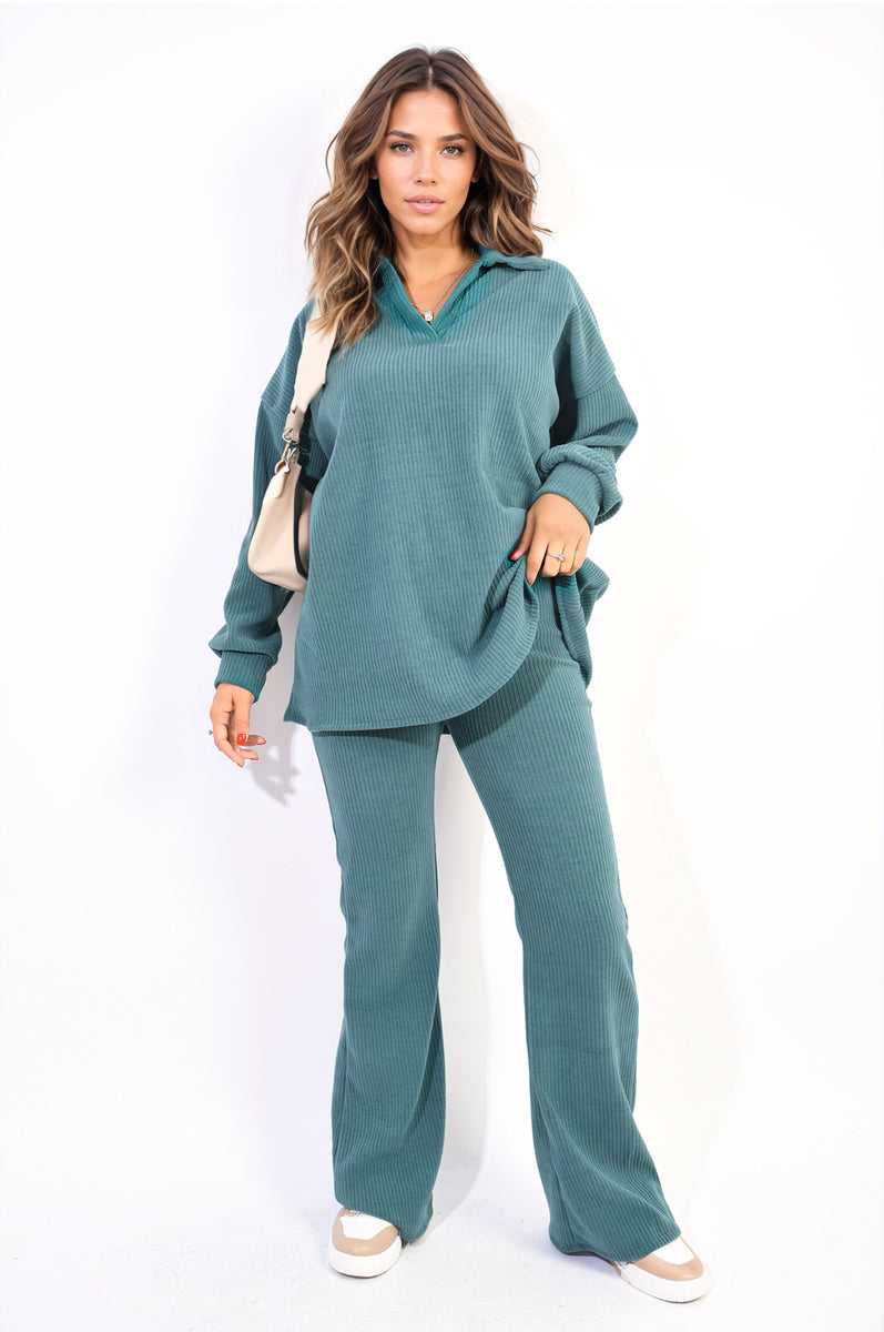 Kelsey Collared Long Sleeve & Trouser Co-ord Set - 13 colours