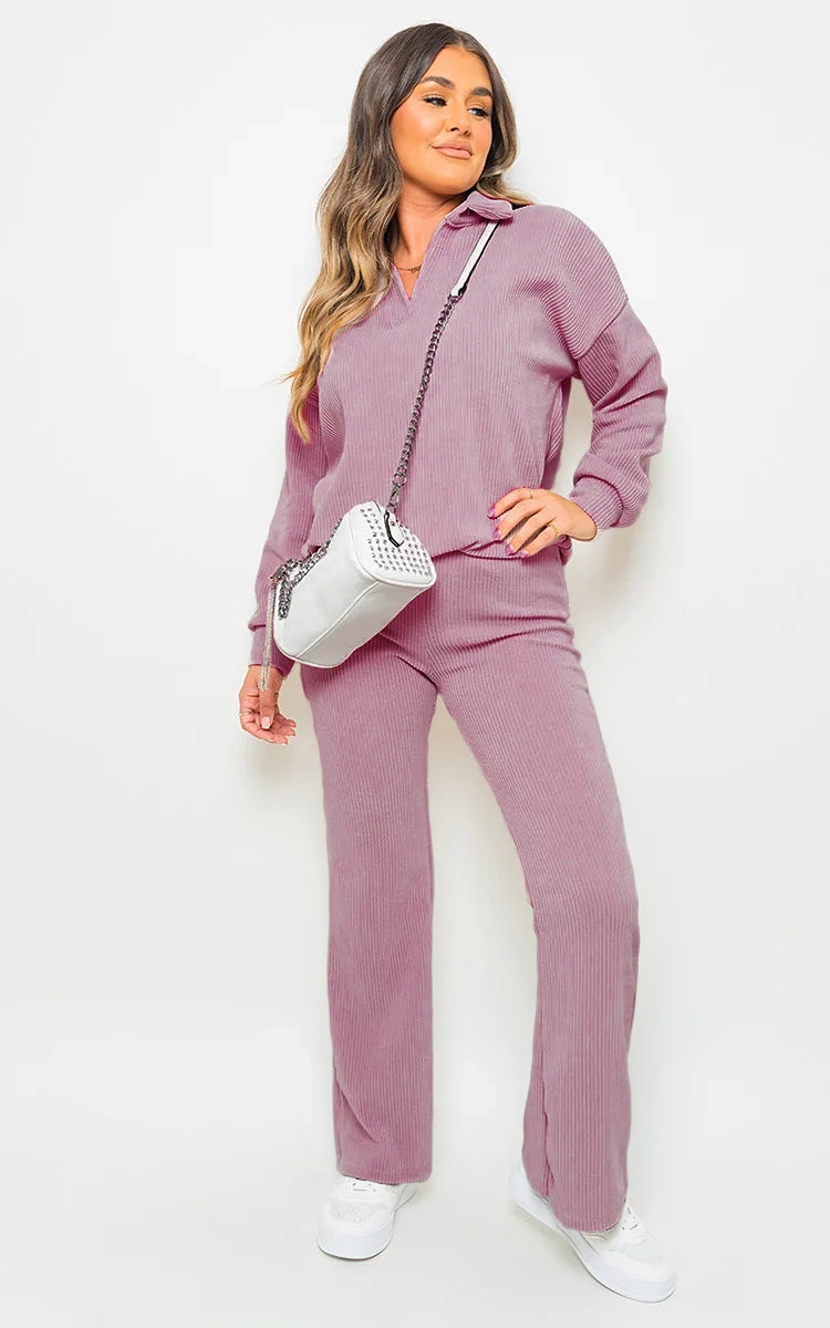 Kelsey Collared Long Sleeve & Trouser Co-ord Set - 13 colours