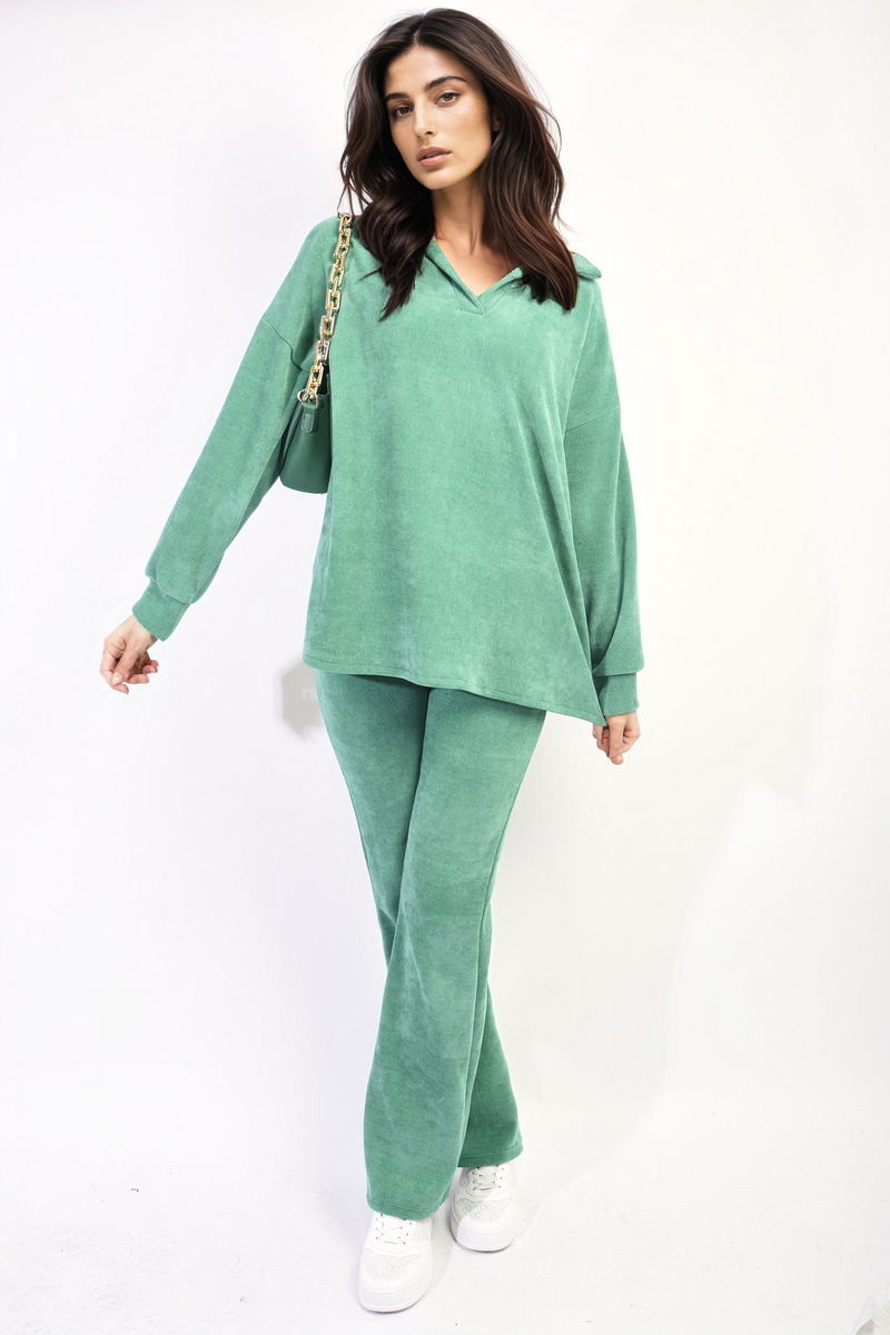 Kelsey Collared Long Sleeve & Trouser Co-ord Set - 13 colours