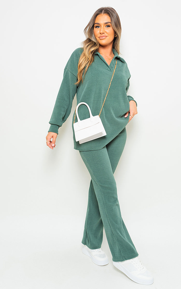 Kelsey Collared Long Sleeve & Trouser Co-ord Set - 13 colours