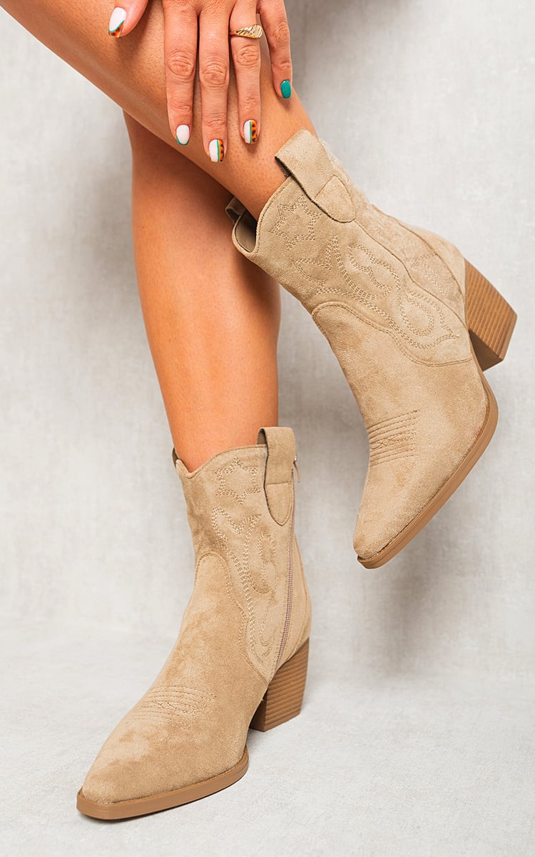 Laura Suede Cowboy Ankle Length Boots - 4 colours