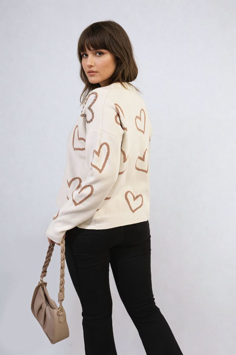 Laura V-neck Stone Long Sleeve Knitted Jumper - 3 colours