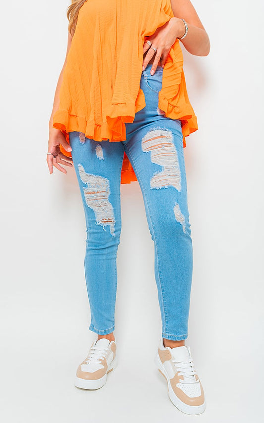 Lauren Distressed High Waisted Jeans