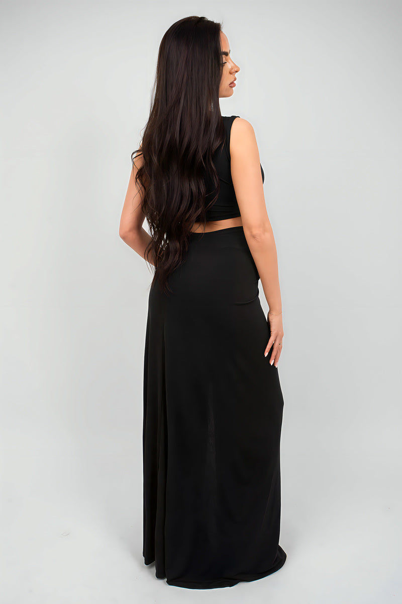 Lea Twist Detail Plunge Split Leg Cut Out Maxi Dress - 3 colours
