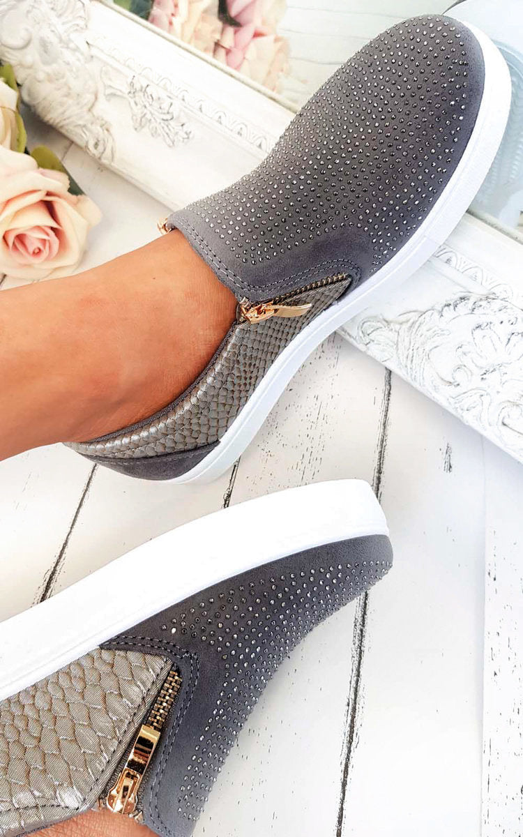 Leah Slip On Embellished Trainers - 4 colours