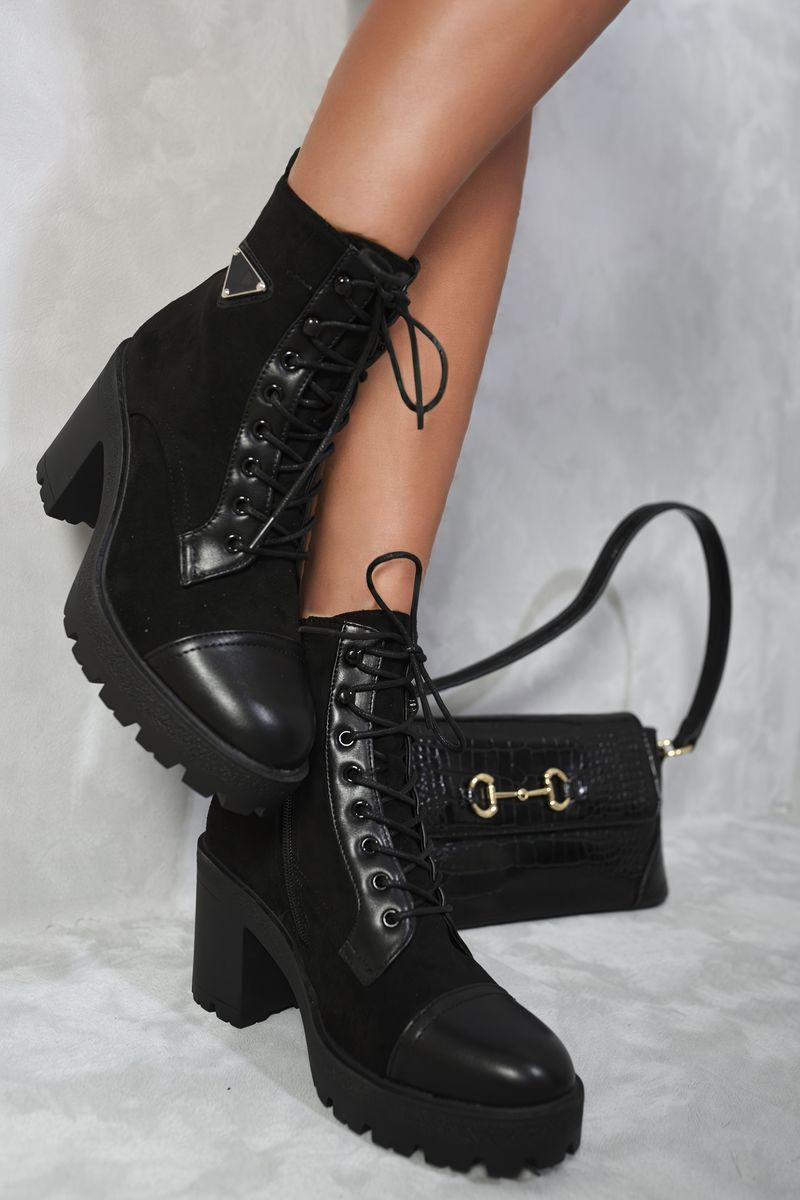 Lilith Lace Up Combat Heeled Ankle Boots - 4 colours