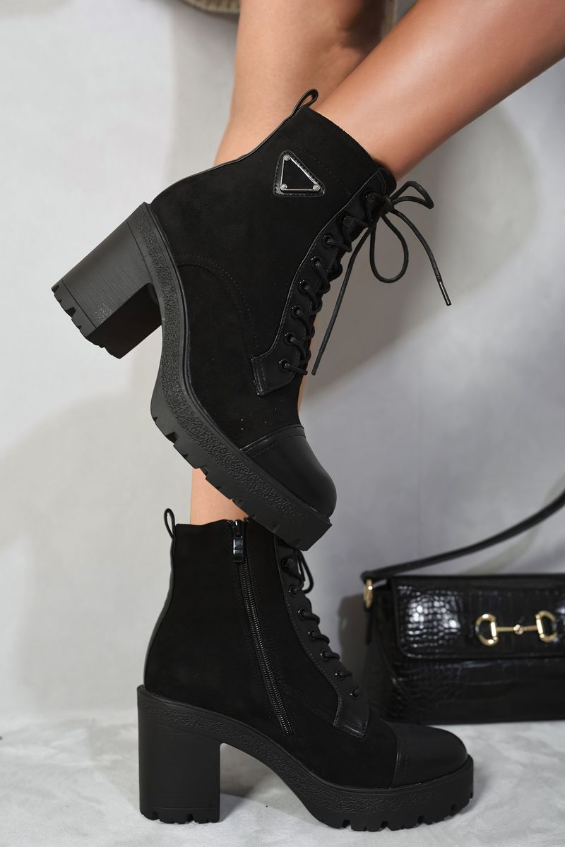 Lilith Lace Up Combat Heeled Ankle Boots - 4 colours