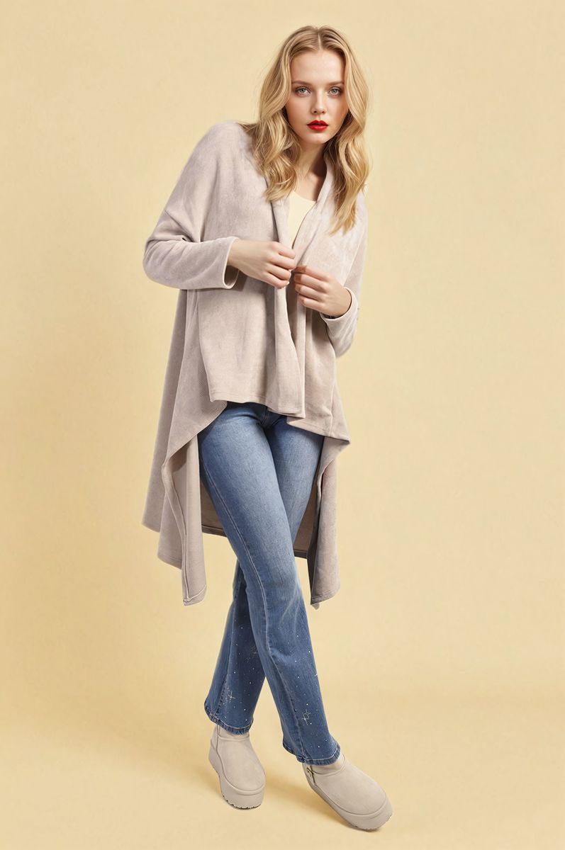 Lydia Curve Open Front Long Back Knitted Cardigan - 7 colours