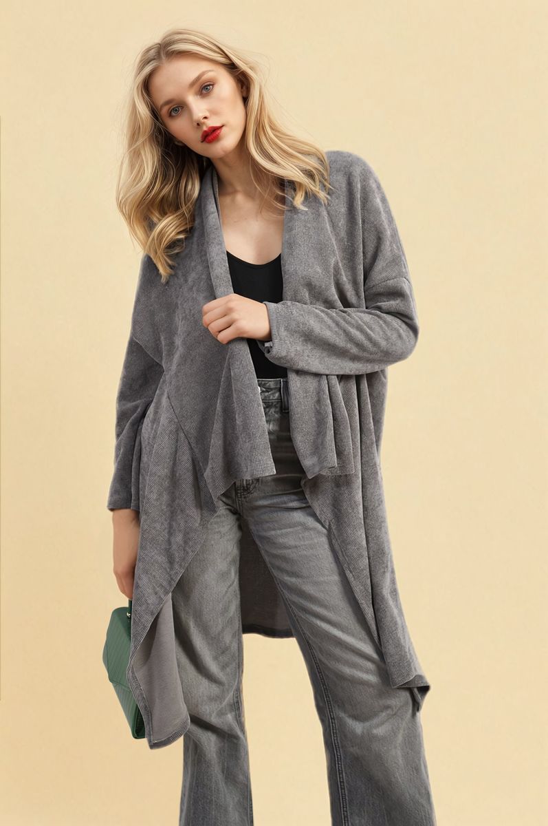 Lydia Curve Open Front Long Back Knitted Cardigan - 7 colours