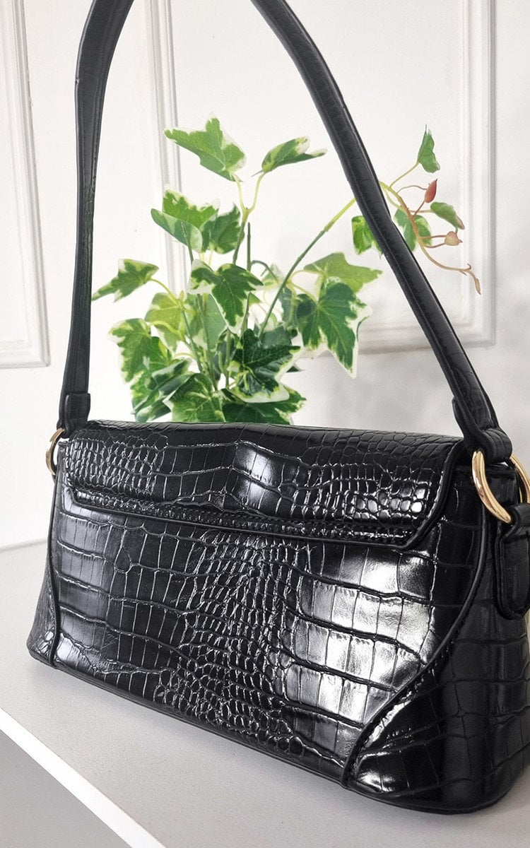 Faux Leather Croc Print Handbag - 2 colours