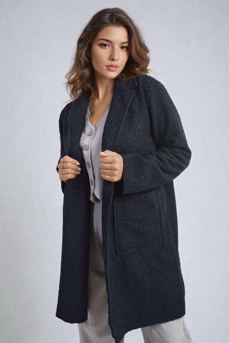 Martha Curve Buttoned Textured Jacket with Front Pockets - 7 colours