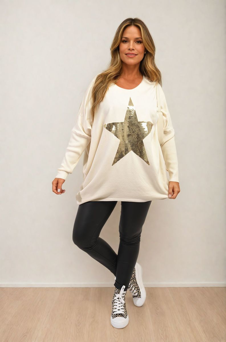 Curve Melissa Sequin Star Oversized Knitted Jumper - 5 colours