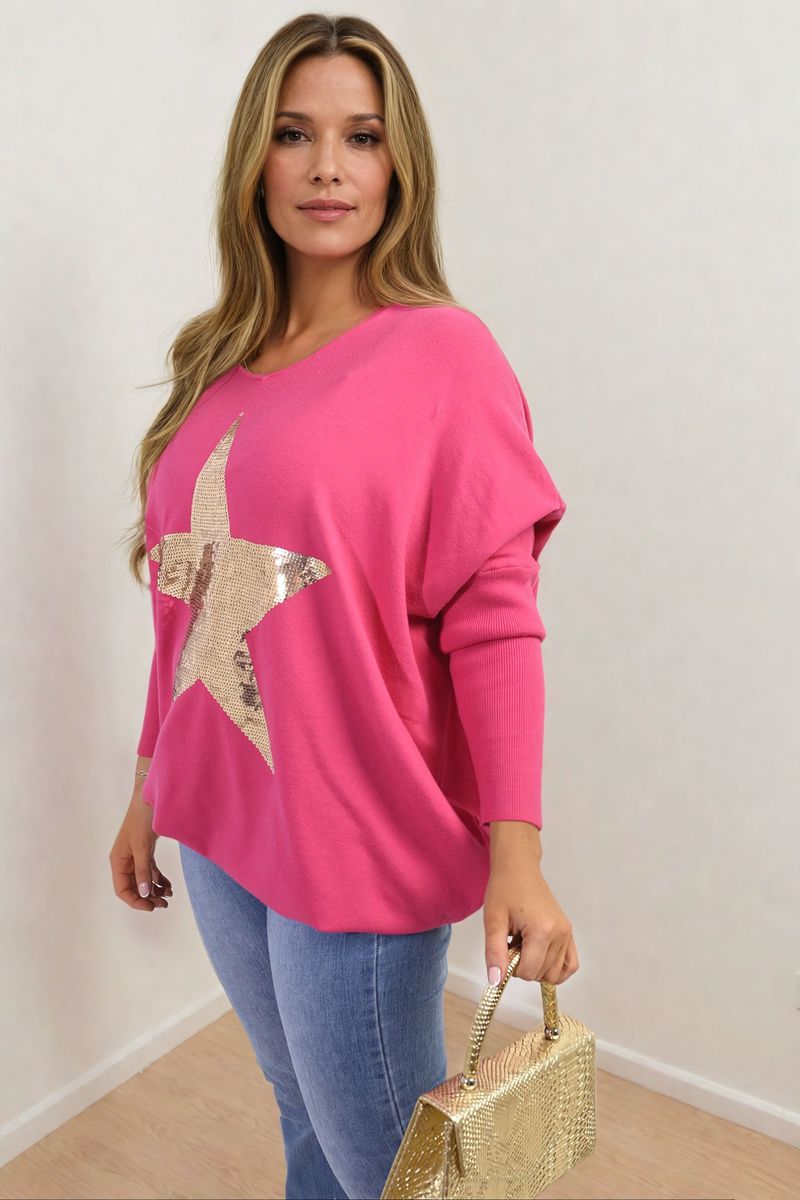 Curve Melissa Sequin Star Oversized Knitted Jumper - 5 colours