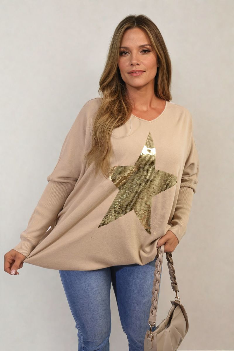 Curve Melissa Sequin Star Oversized Knitted Jumper - 5 colours