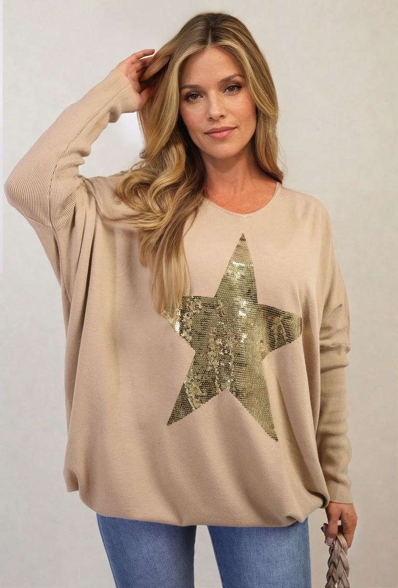 Curve Melissa Sequin Star Oversized Knitted Jumper - 5 colours