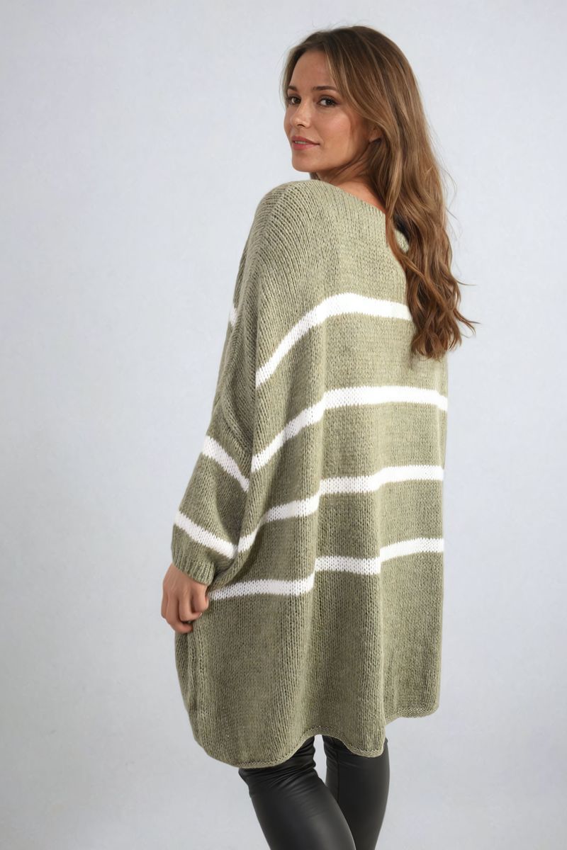 Michelle Curve Stripe Oversized Knitted Jumper - 3 colours