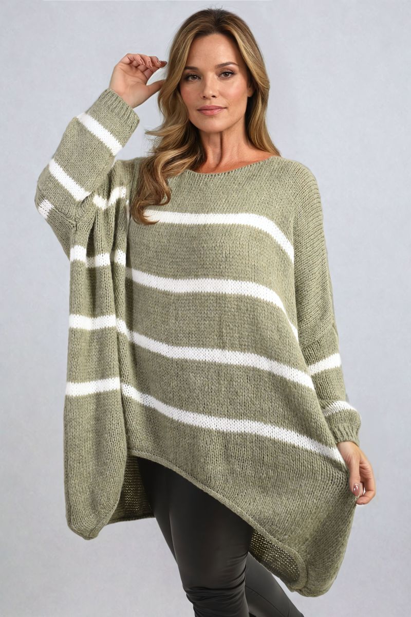 Michelle Curve Stripe Oversized Knitted Jumper - 3 colours