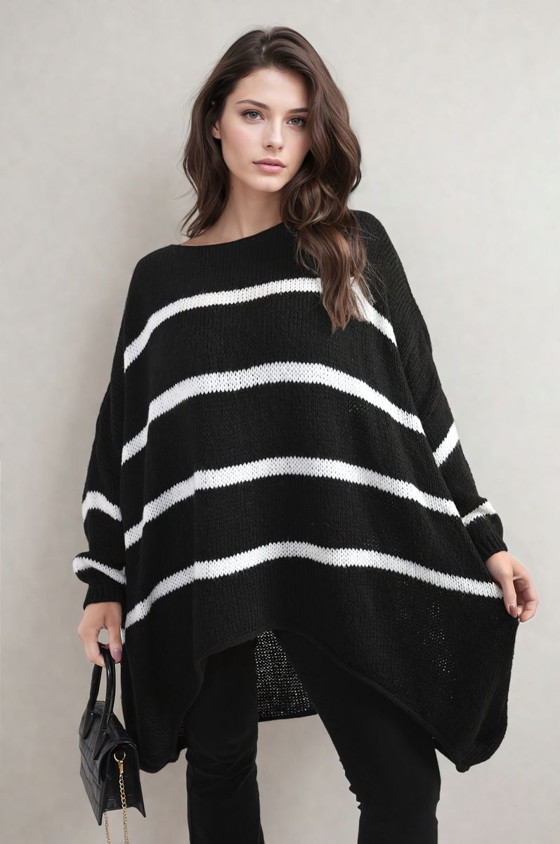 Michelle Curve Stripe Oversized Knitted Jumper - 3 colours