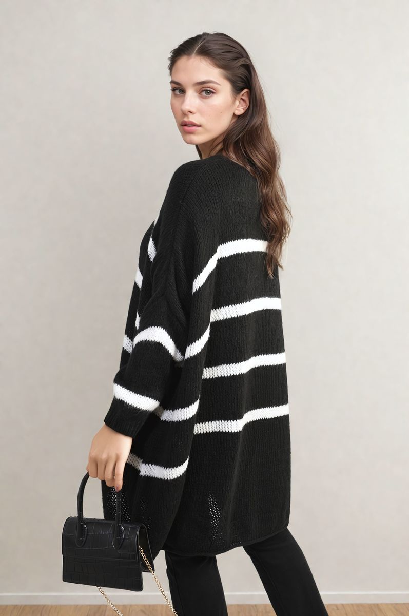 Michelle Curve Stripe Oversized Knitted Jumper - 3 colours