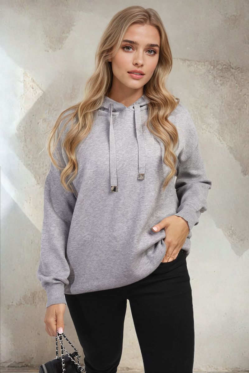 Mikayla Back Heart Print Knitted Hoodie - 4 colours