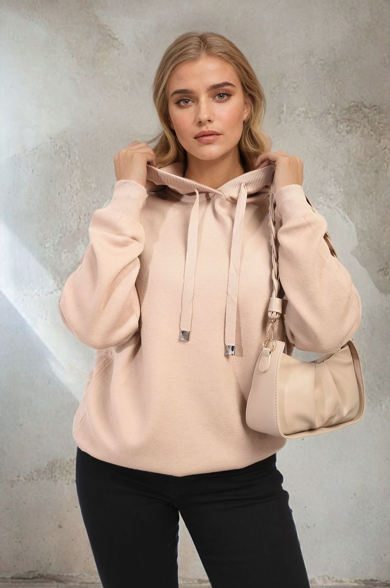 Mikayla Back Heart Print Knitted Hoodie - 4 colours