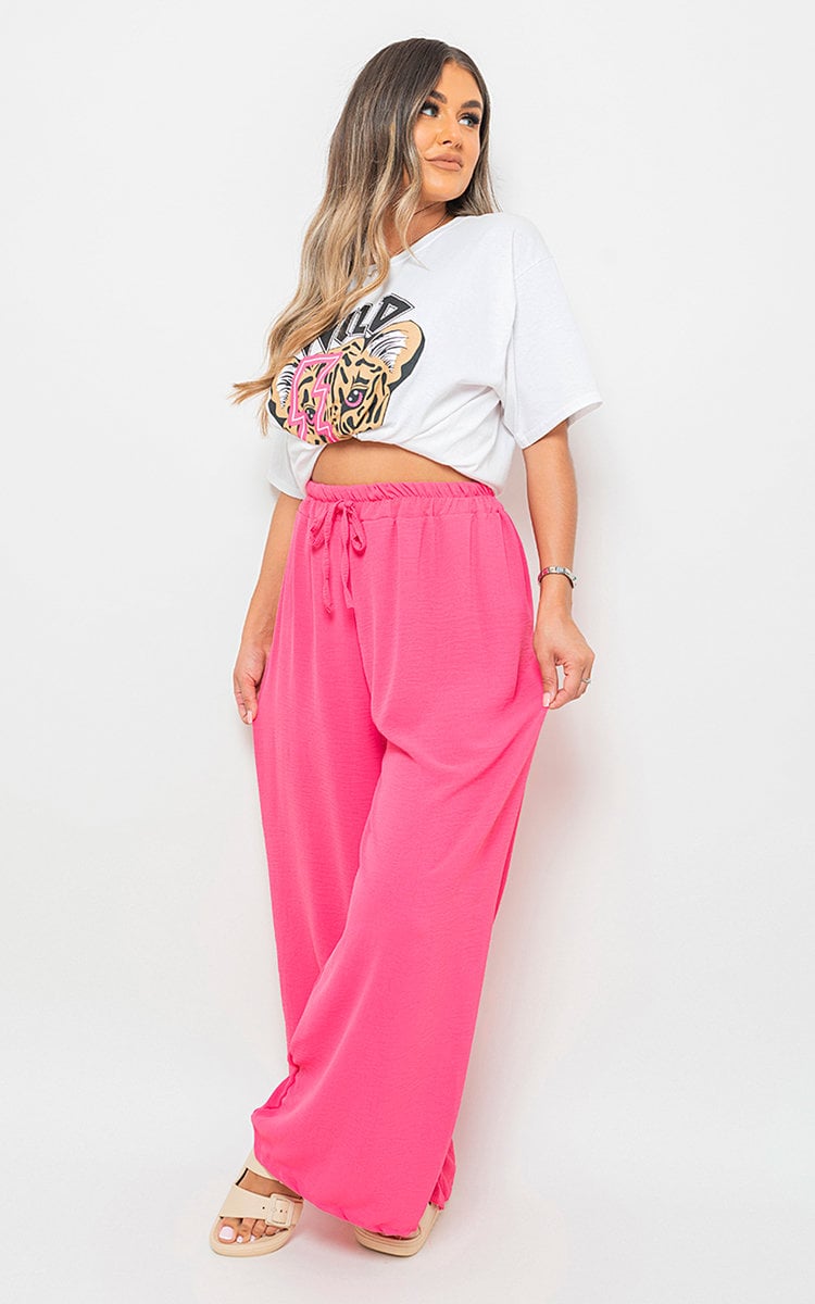 Mollie Drawstring Gathered Waist Wide Leg Trouser - 8 colours