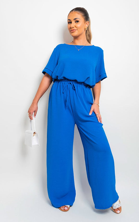 Mollie Drawstring Gathered Waist Wide Leg Trouser - 8 colours