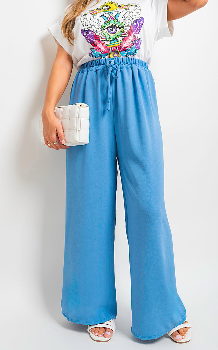 Mollie Drawstring Gathered Waist Wide Leg Trouser - 8 colours