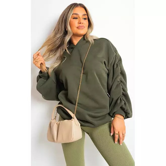 Molly Fall Winter Oversized Ruched Sleeves Hoodie - 3 colours