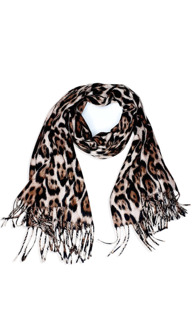 Mona Leopard Detail Scarf - 2 colours