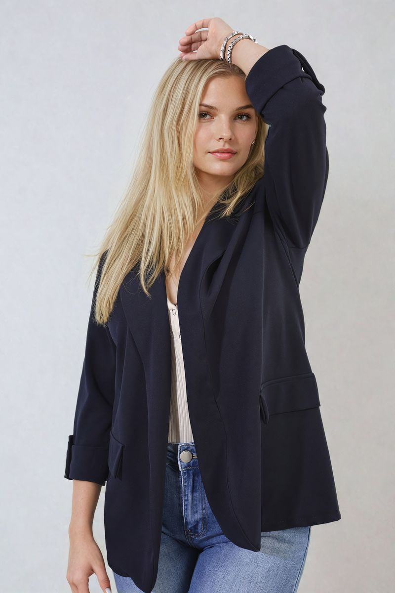 Presley Longline Open Front Blazer Jacket with Front Pockets - 7 colours