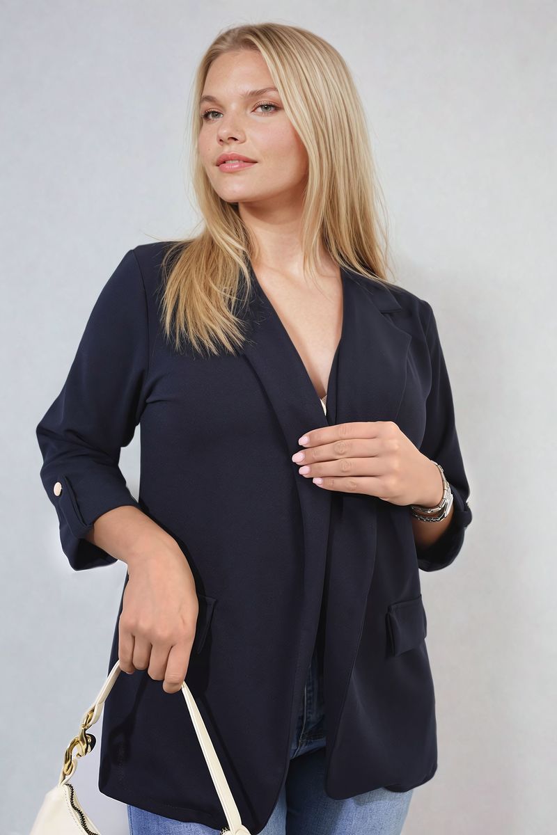 Presley Longline Open Front Blazer Jacket with Front Pockets - 7 colours