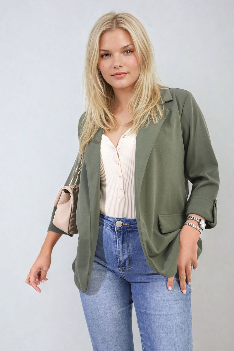 Presley Longline Open Front Blazer Jacket with Front Pockets - 7 colours