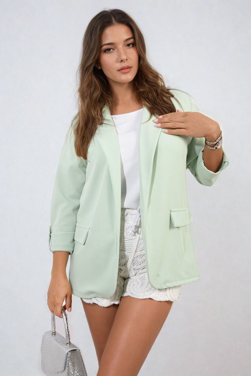 Presley Longline Open Front Blazer Jacket with Front Pockets - 7 colours