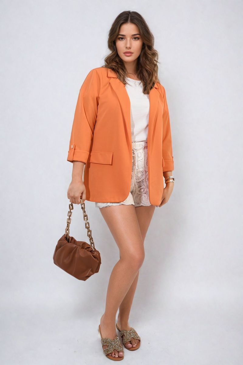 Presley Longline Open Front Blazer Jacket with Front Pockets - 7 colours