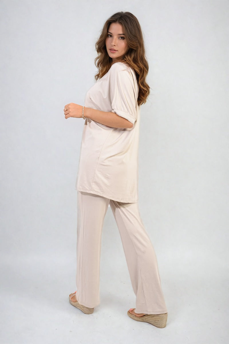 Tiana Twist Front Plunge Neckline Top and Trouser Co-ord Set - 6 colours