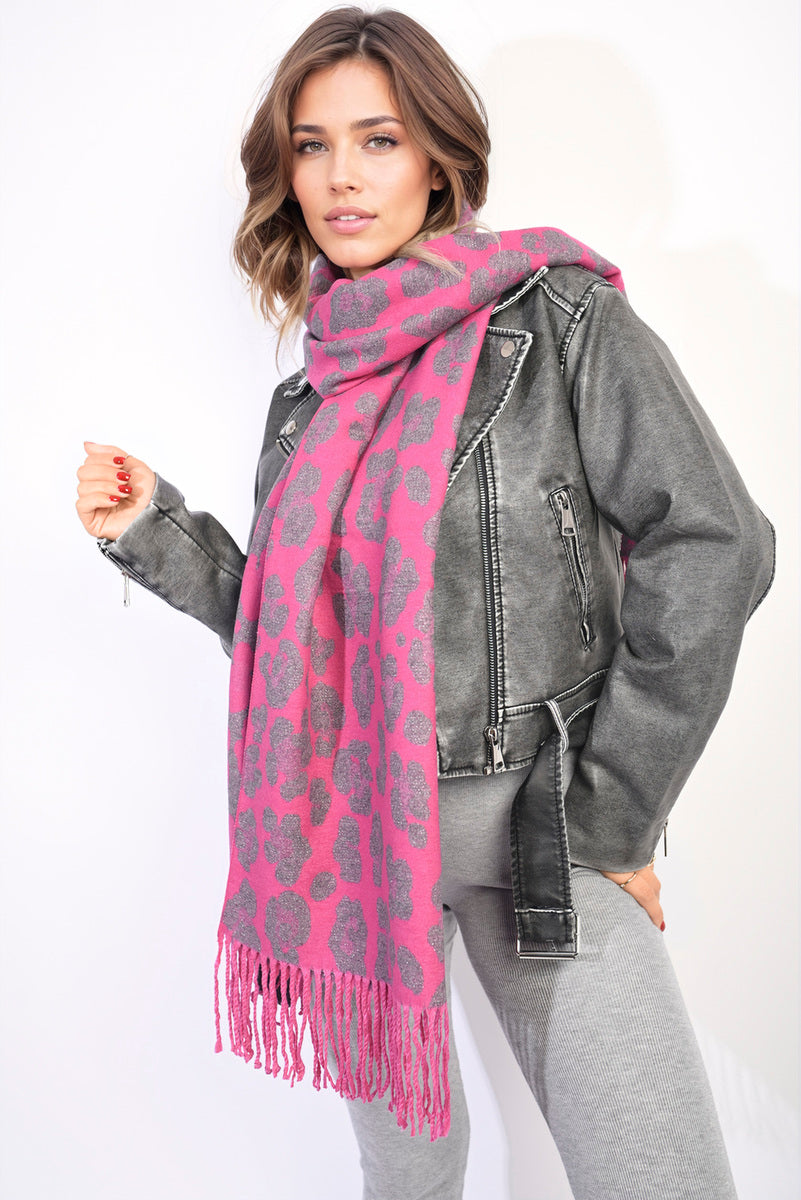 Saira Animal Print Scarf with Tassel - 3 colours