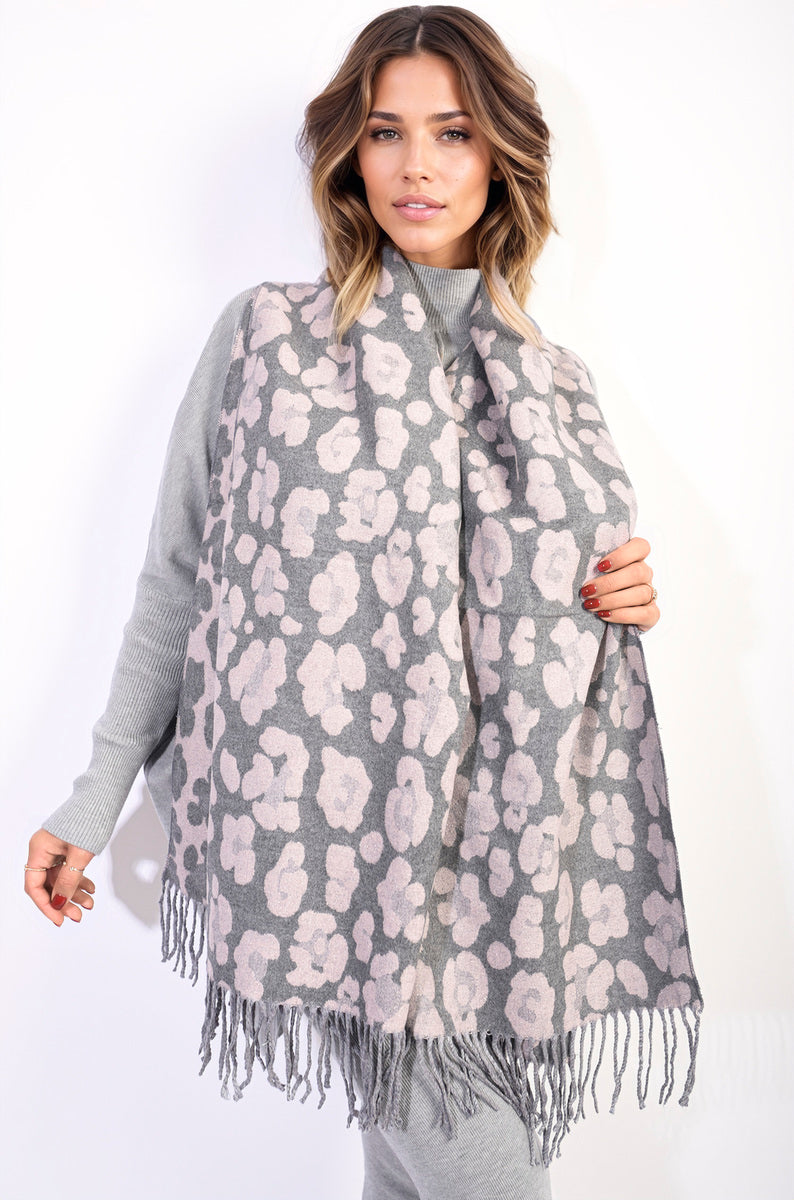 Saira Animal Print Scarf with Tassel - 3 colours