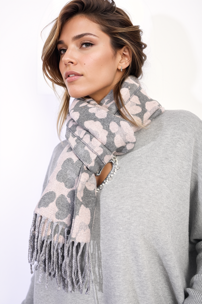 Saira Animal Print Scarf with Tassel - 3 colours