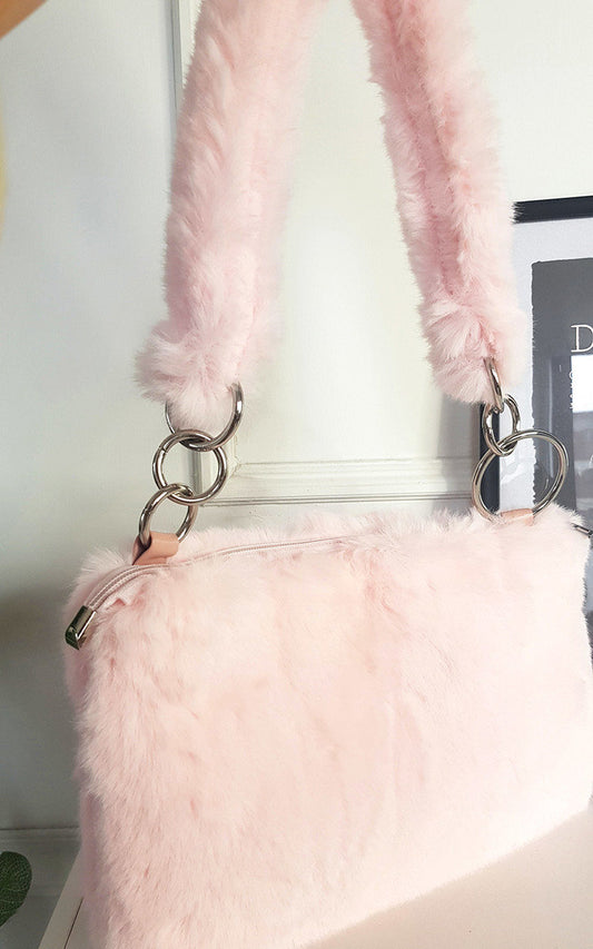 Sophie Faux Fur Shoulder Bag with Fluffy Strap