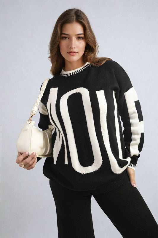 Susan Amour Graphic Long Sleeve Knitted Jumper - 3 colours