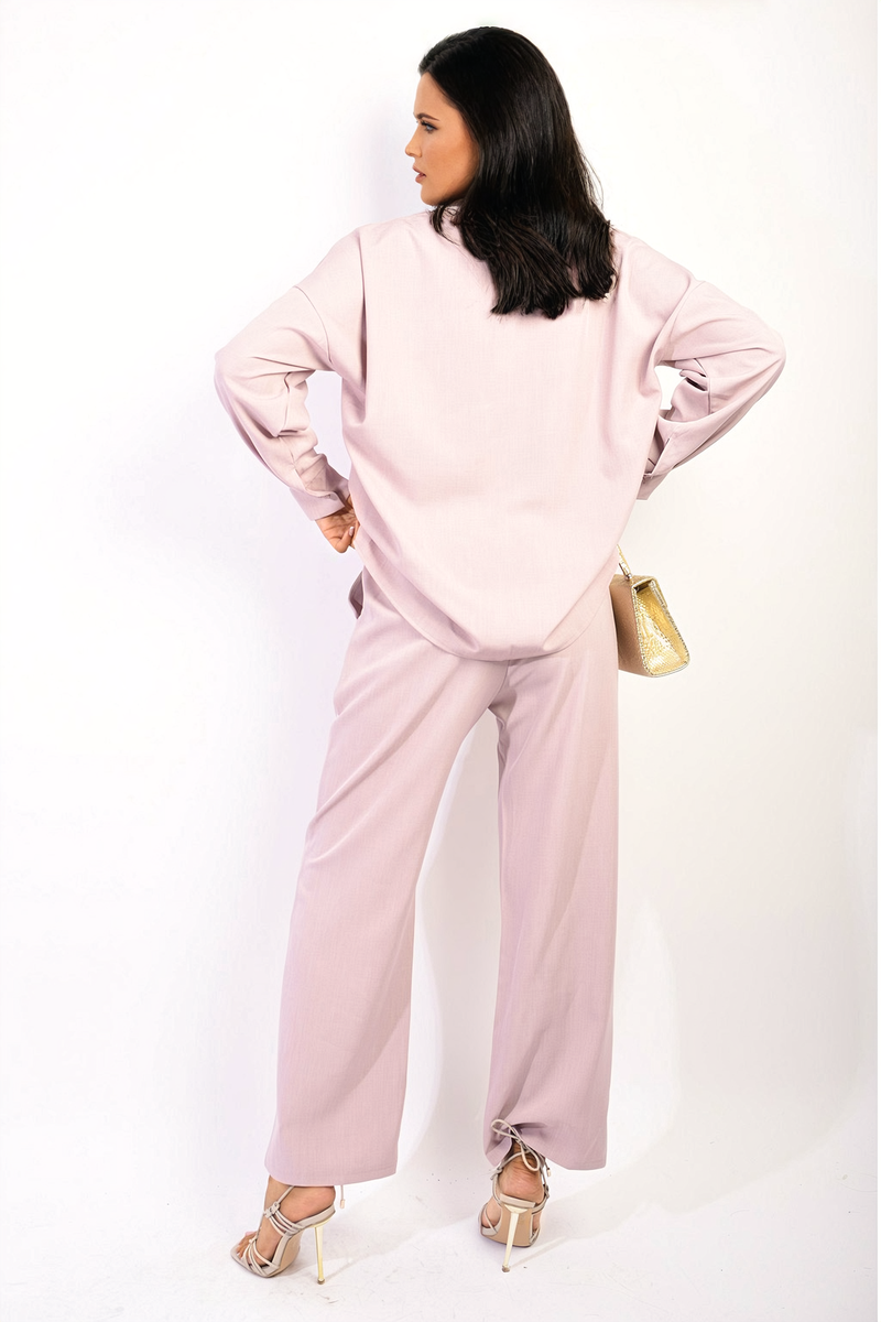 Vera V-neck Long Sleeve Top And Wide Leg Pants Co-ord Set - 6 colours