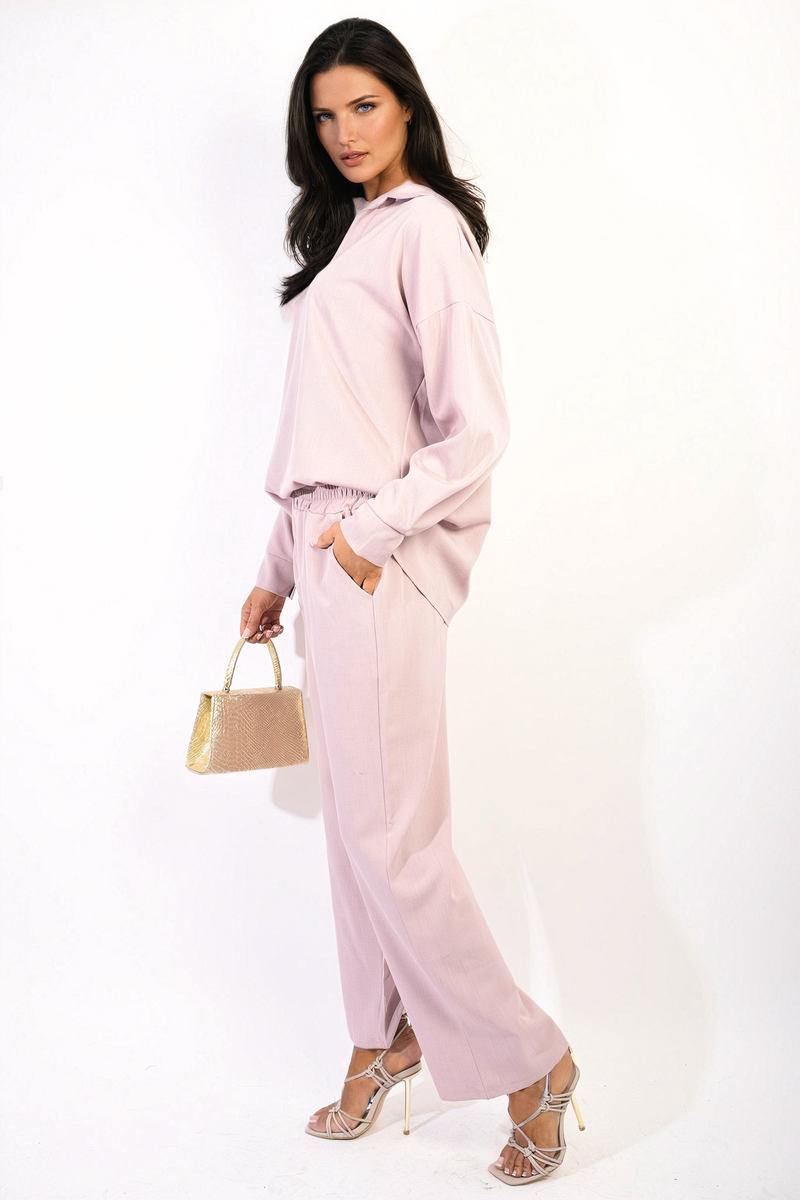 Vera V-neck Long Sleeve Top And Wide Leg Pants Co-ord Set - 6 colours