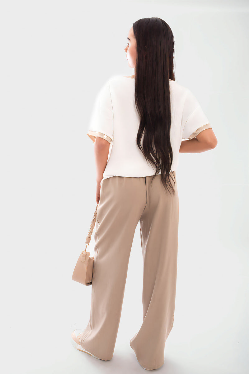 Vivian Double Waist Band Drawstring Wide Leg Trousers - 4 colours