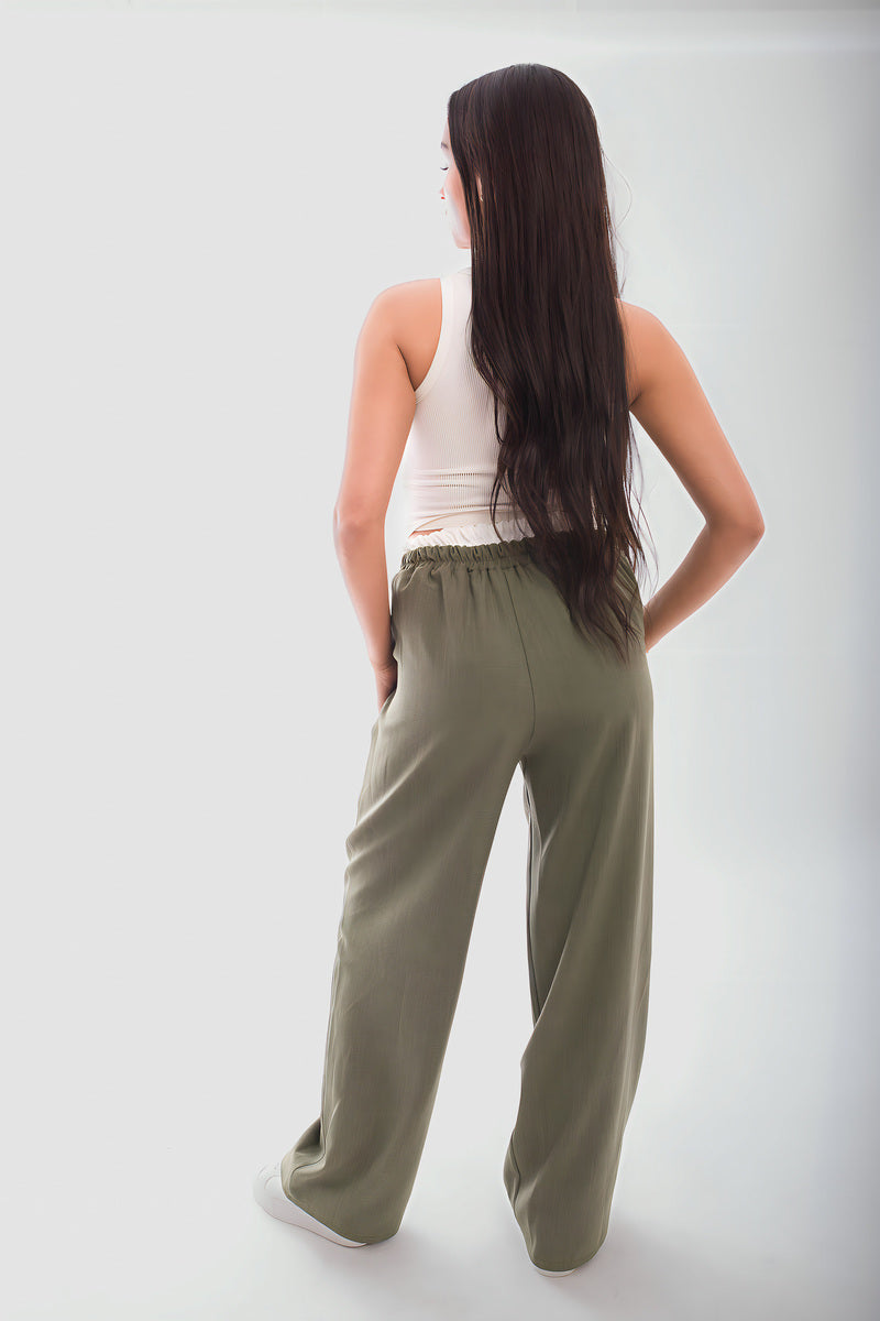 Vivian Double Waist Band Drawstring Wide Leg Trousers - 4 colours